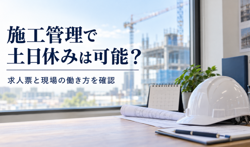 施工管理で土日休みを目指す際の確認ポイントを示すイメージ