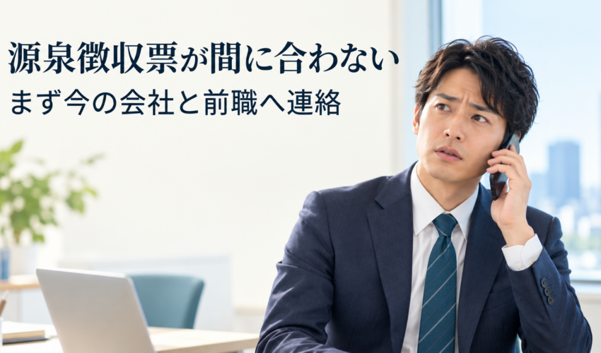 源泉徴収票が間に合わないとき、今の会社と前職へ連絡する案内