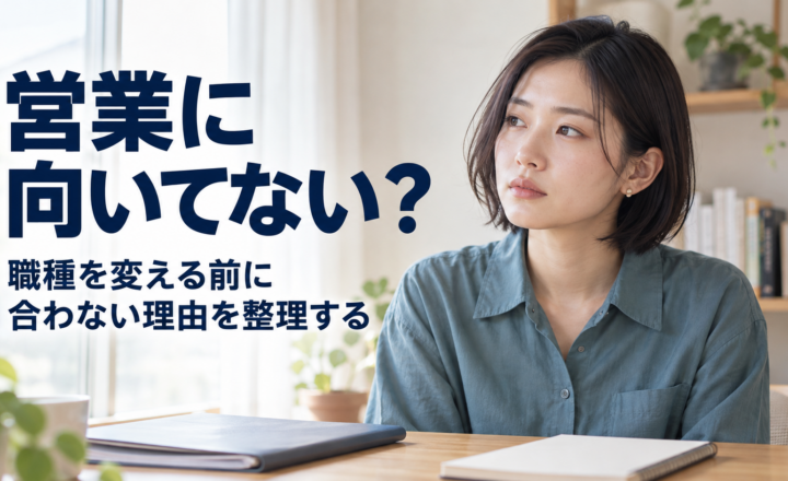 今の営業で負担になっている場面を一人で振り返る架空の成人女性のAI生成イメージ。